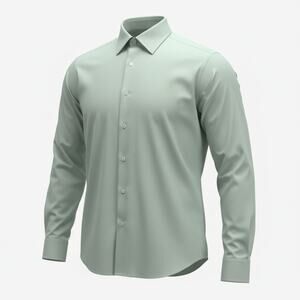 Croft Barrow Wrinkle Resistant Broadcloth Green Dress Shirt 17 34/35